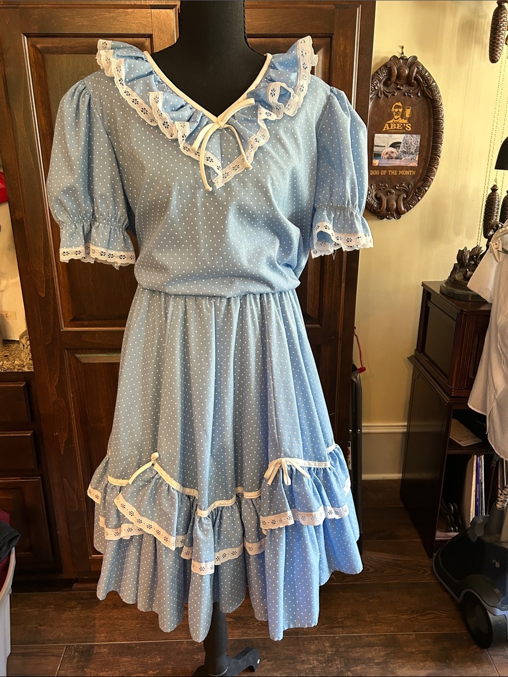 1970’s Partners Please Malco Modes Blue Polka Dot Square Dance Set Sz L